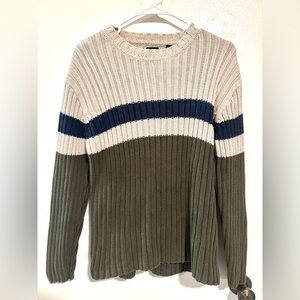 GAP Unisex Cream, Blue, and Green Crewneck Sweater